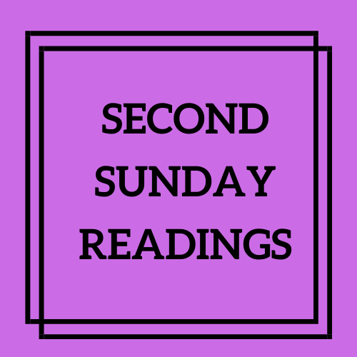 purple square with black text: Second Sunday Readings